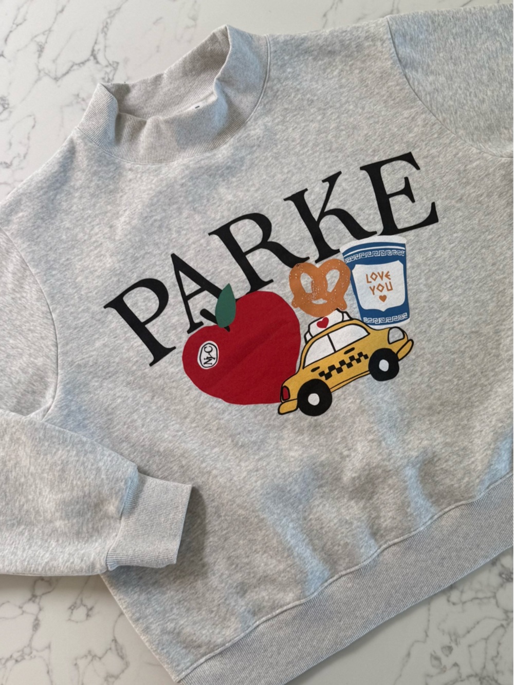 Parke NYC Graphic Fleece Mockneck - Gray - Size L/XL - Picture 2 of 9